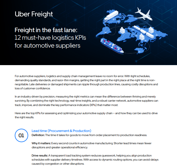 Freight in the fast lane: 12 must-have logistics KPIs for automotive suppliers